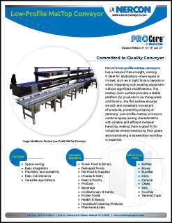 Low-Profile MatTop Conveyor Sell Sheet