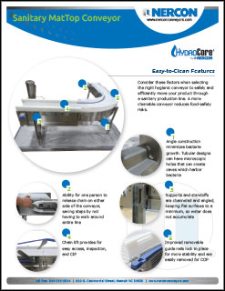 Sanitary MatTop Conveyor Sell Sheet